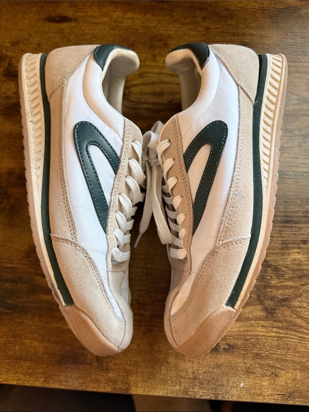 Tretorn Rawlins Women’s Size 8.5 Low-Top Sneakers in Beige and Dark Green - Picture 6 of 14